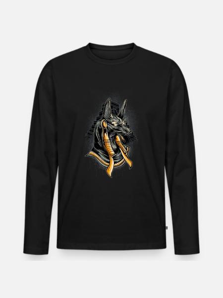 Anubis Egyptian god deity gift - Men's Premium Organic Long Sleeve Shirt - black