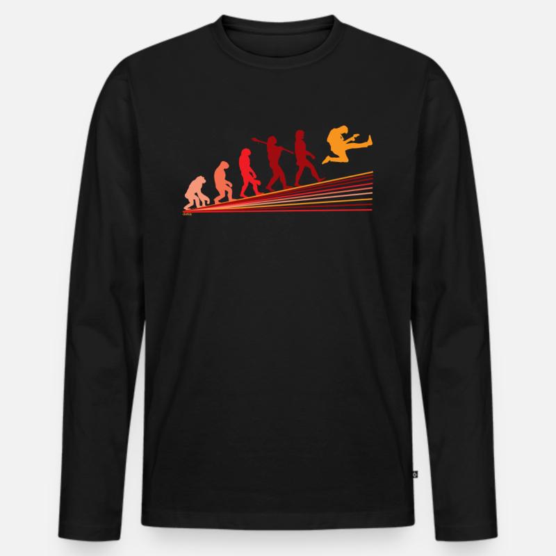 Gitarre Evolution Musik Gitarrenspieler - Männer Premium Bio Langarmshirt - Schwarz