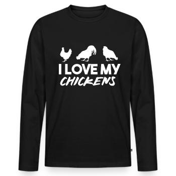 Élevage de poulet Élevage de poulet Élevage de poulet - T-shirt manches longues Premium bio Homme - noir - Devant - Nico (187cm)
