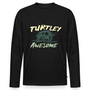 Dire tortue - T-shirt manches longues Premium bio Homme - noir - Devant - Nico (187cm)