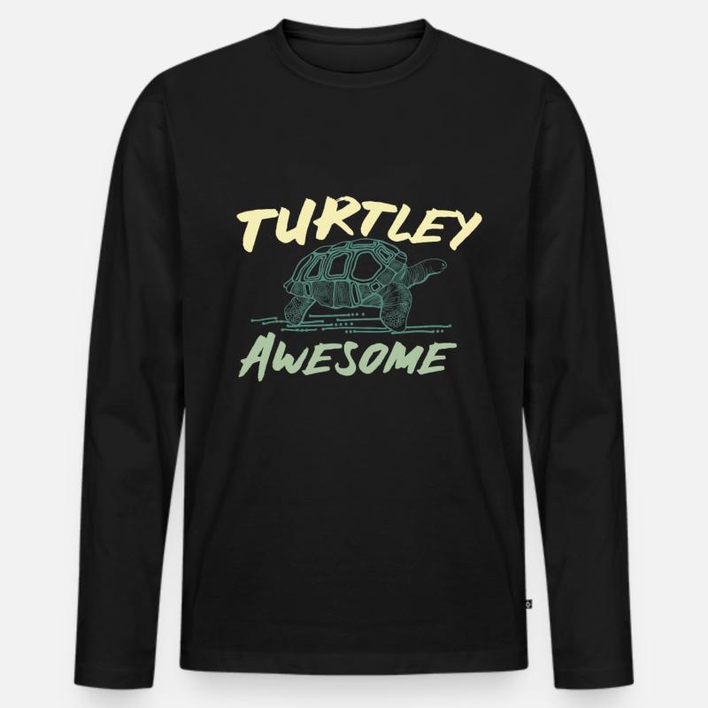 Schildkröte Spruch - Männer Premium Bio Langarmshirt - Schwarz