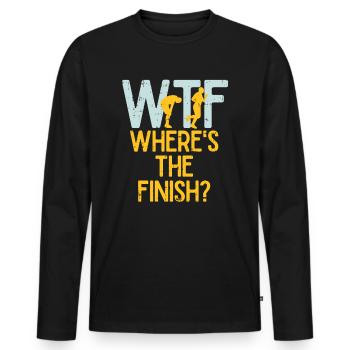 WTF Drôle Où est Le But Marathon Triathlon - T-shirt manches longues Premium bio Homme - noir - Devant - Nico (187cm)