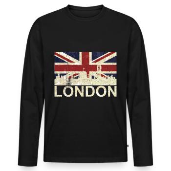 Drapeau de Londres, Angleterre - T-shirt manches longues Premium bio Homme - noir - Devant - Nico (187cm)