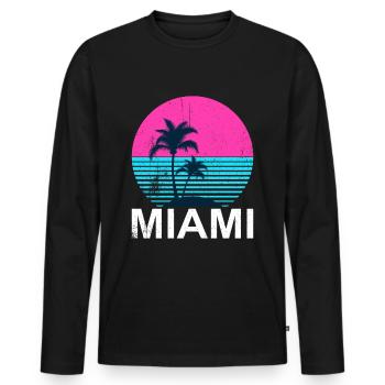 Miami Beach - T-shirt manches longues Premium bio Homme - noir - Devant - Nico (187cm)
