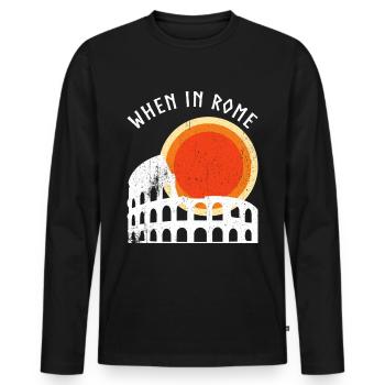 Sonnenuntergang über das Kolosseum - Männer Premium Bio Langarmshirt - Schwarz - Vorne - Nico (187cm)