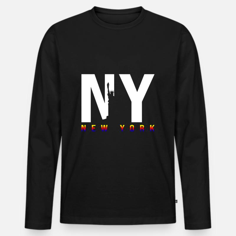 New York - Männer Premium Bio Langarmshirt - Schwarz