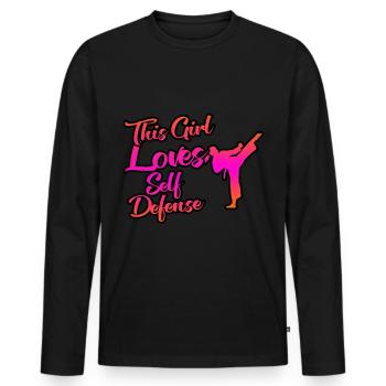 This girl loves self-defense - Men's Premium Organic Long Sleeve Shirt - black - Front - Nico (187cm)