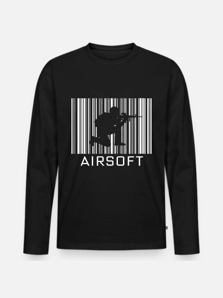 Airsoft Hobby with barcode - Men's Premium Organic Long Sleeve Shirt - black