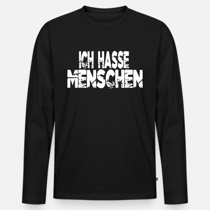 Ich Hasse Menschen - Männer Premium Bio Langarmshirt - Schwarz