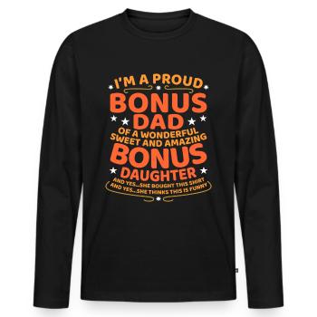 Bonus Dad Stepfather Stepdad beau-père beau-père - T-shirt manches longues Premium bio Homme - noir - Devant - Nico (187cm)