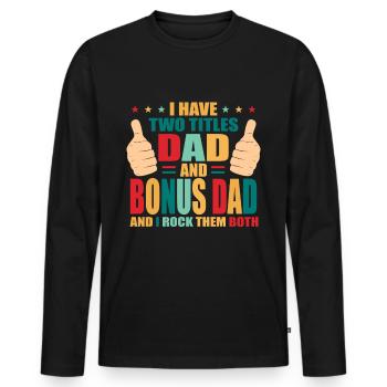 Bonus papa - T-shirt manches longues Premium bio Homme - noir - Devant - Nico (187cm)
