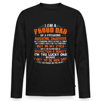 Proud Papa - T-shirt manches longues Premium bio Homme - noir - Devant - Nico (187cm)