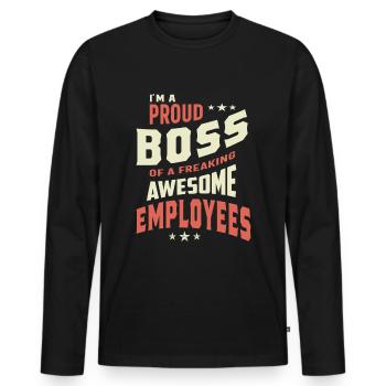 Ich bin ein stolzer Boss von tollen Angestellten - Männer Premium Bio Langarmshirt - Schwarz - Vorne - Nico (187cm)