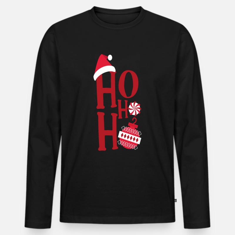 HO HO HO CHRISTMAS - Männer Premium Bio Langarmshirt - Schwarz