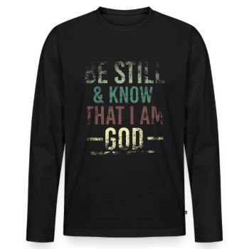 Je suis dieu - T-shirt manches longues Premium bio Homme - noir - Devant - Nico (187cm)