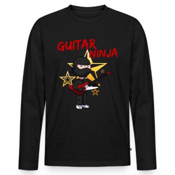 Ninja guitar guitar player guitar boy guitar - Men's Premium Organic Long Sleeve Shirt - black - Front - Nico (187cm)