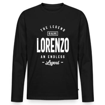 Lorenzo Personalized Name Birthday Gift - Men's Premium Organic Long Sleeve Shirt - black - Front - Nico (187cm)