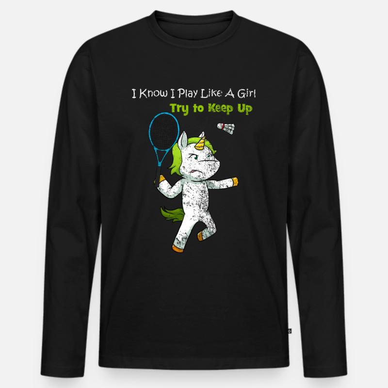Badmintonspielerin Geschenk - Männer Premium Bio Langarmshirt - Schwarz