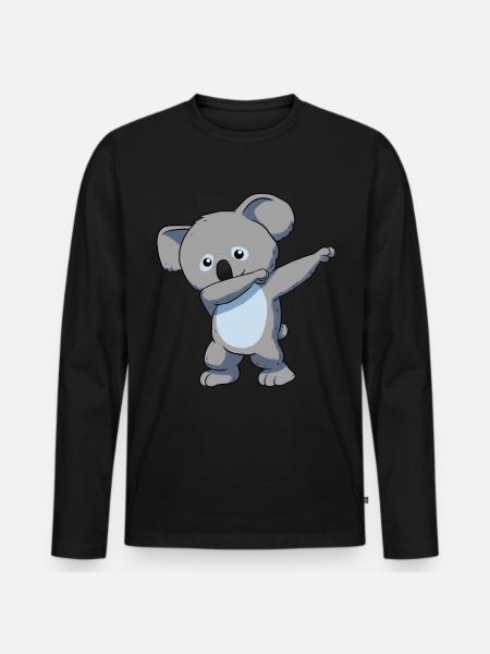 Koala Koalabär - Männer Premium Bio Langarmshirt - Schwarz