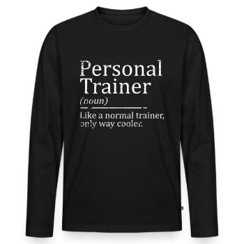 Personal Trainer - Men's Premium Organic Long Sleeve Shirt - black - Front - Nico (187cm)