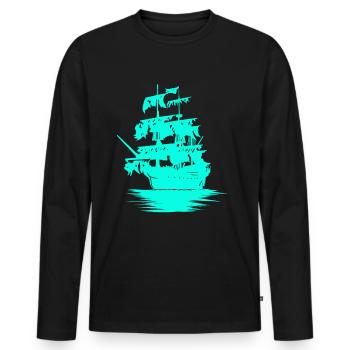 Sailing Ship Seafaring Fantasy Maritime Dinghy - Men's Premium Organic Long Sleeve Shirt - black - Front - Nico (187cm)