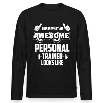 Instructeur de fitness - T-shirt manches longues Premium bio Homme - noir - Devant - Nico (187cm)