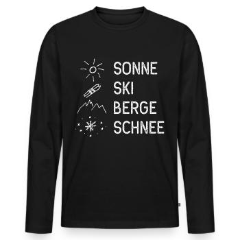 Sun, ski, mountains, snow - Men's Premium Organic Long Sleeve Shirt - black - Front - Nico (187cm)