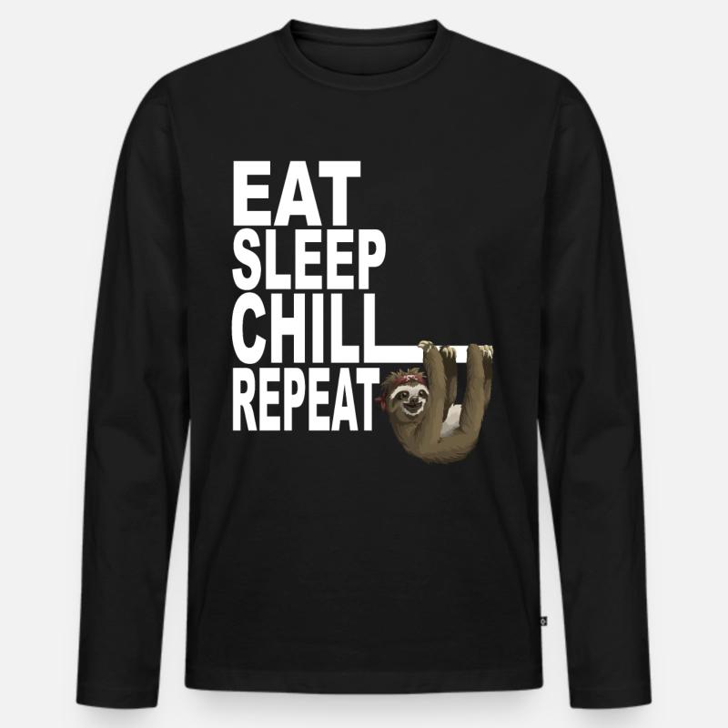 Faultier - Männer Premium Bio Langarmshirt - Schwarz