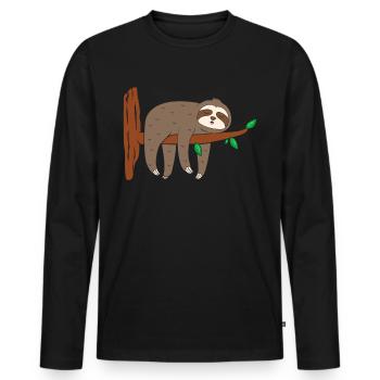 Faultier Ast Baumstamm - Männer Premium Bio Langarmshirt - Schwarz - Vorne - Nico (187cm)