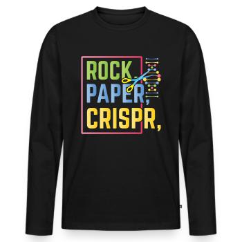 Rock Paper Crispr Science Science - T-shirt manches longues Premium bio Homme - noir - Devant - Nico (187cm)