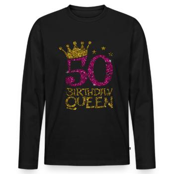 50e anniversaire de la reine 50e anniversaire de la reine 50 ans - T-shirt manches longues Premium bio Homme - noir - Devant - Nico (187cm)