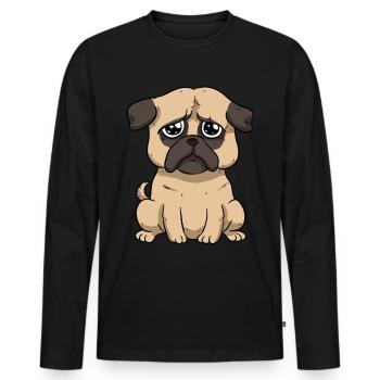 Carlin triste - T-shirt manches longues Premium bio Homme - noir - Devant - Nico (187cm)