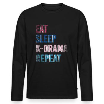 K Drama K Drama Gift - Men's Premium Organic Long Sleeve Shirt - black - Front - Nico (187cm)