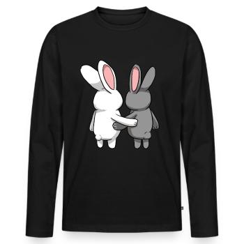 Bunnies cute bunnies - Men's Premium Organic Long Sleeve Shirt - black - Front - Nico (187cm)