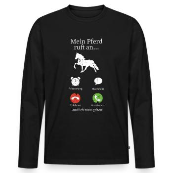 Pferde Pferdespruch - Männer Premium Bio Langarmshirt - Schwarz - Vorne - Nico (187cm)