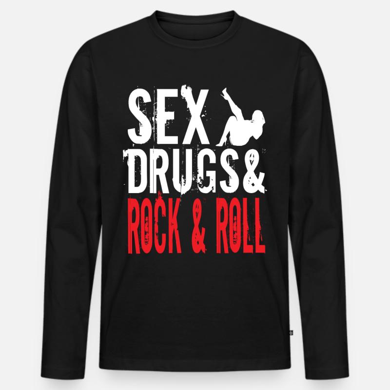 Rock and Roll - Männer Premium Bio Langarmshirt - Schwarz