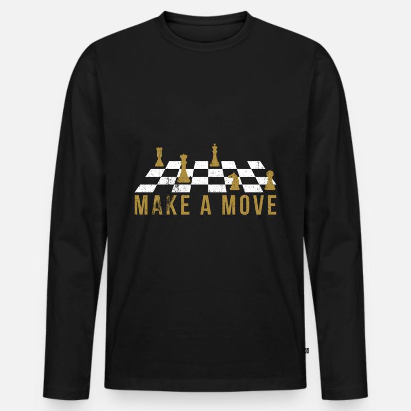 Schach - make a move - Männer Premium Bio Langarmshirt - Schwarz