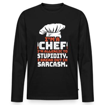 Chefkoch - Männer Premium Bio Langarmshirt - Schwarz - Vorne - Nico (187cm)