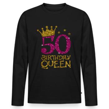 50 anniversaire de la reine Bday - T-shirt manches longues Premium bio Homme - noir - Devant - Nico (187cm)