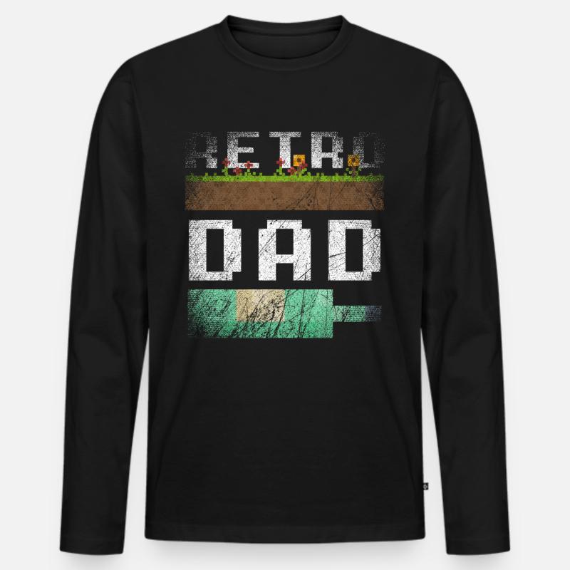 Retro Dad Gaming - Männer Premium Bio Langarmshirt - Schwarz