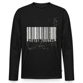 Barcode Geschenkidee - Männer Premium Bio Langarmshirt - Schwarz - Vorne - Nico (187cm)