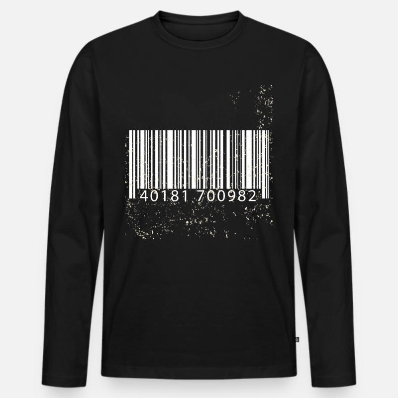 Barcode Geschenkidee - Männer Premium Bio Langarmshirt - Schwarz
