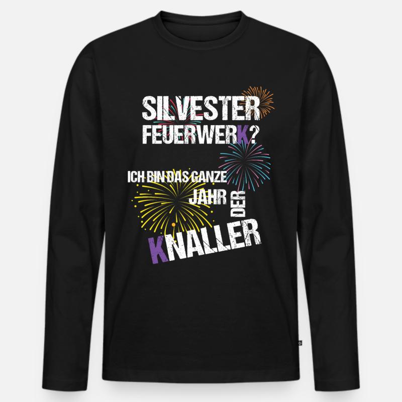 Silvester Neujahr - Männer Premium Bio Langarmshirt - Schwarz