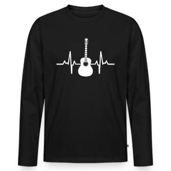 Heartbeat guitar - Men's Premium Organic Long Sleeve Shirt - black - Front - Nico (187cm)