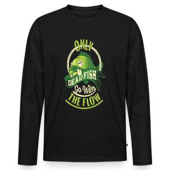 SEULEMENT LES POISSONS MORTS AVEC LE FLUX - T-shirt manches longues Premium bio Homme - noir - Devant - Nico (187cm)