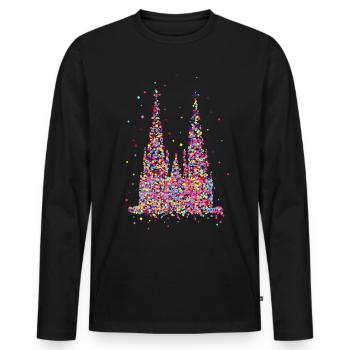 Kölner Dom, Konfetti - Männer Premium Bio Langarmshirt - Schwarz - Vorne - Nico (187cm)