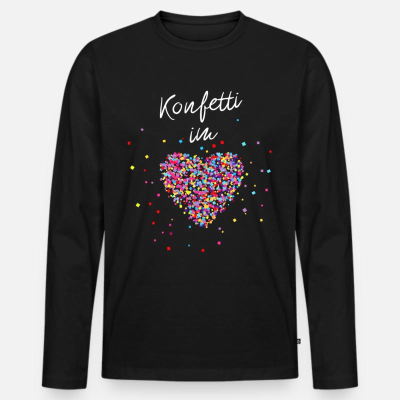 Konfetti im Herzen - Männer Premium Bio Langarmshirt - Schwarz