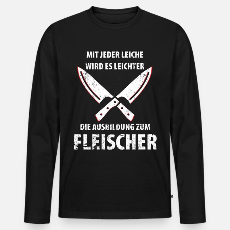 Fleischer Metzger Schlachter - Männer Premium Bio Langarmshirt - Schwarz