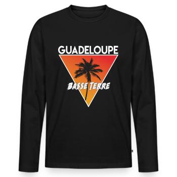 Guadeloupe avec capitale - T-shirt manches longues Premium bio Homme - noir - Devant - Nico (187cm)
