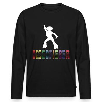 70er Jahre 70er Disco Sibziger 70er Mode 70er Mode - Männer Premium Bio Langarmshirt - Schwarz - Vorne - Nico (187cm)